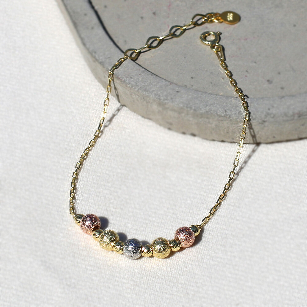 Clotho 925 Ayar Gümüş, Dorika Sim Top 3 Renkli Bileklik